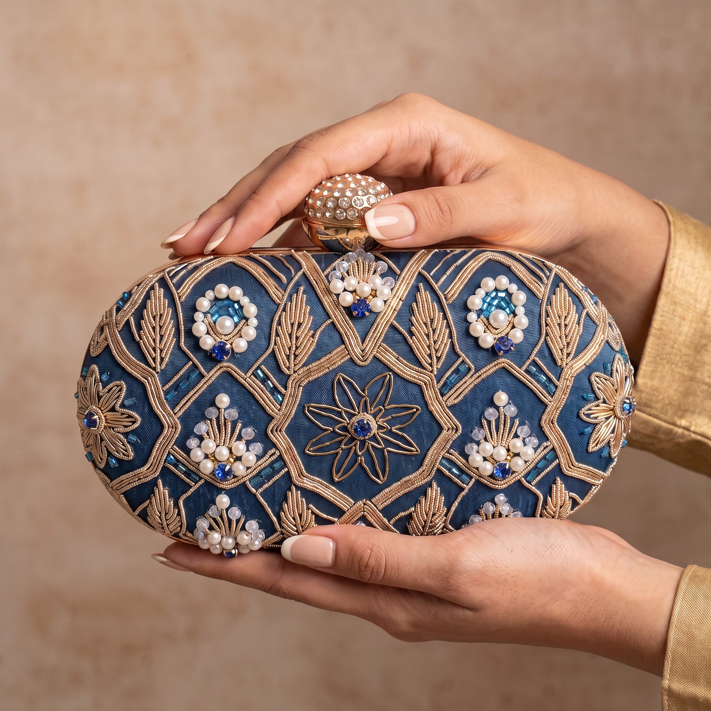 Eliana Oval Blue Clutch (ST1229)