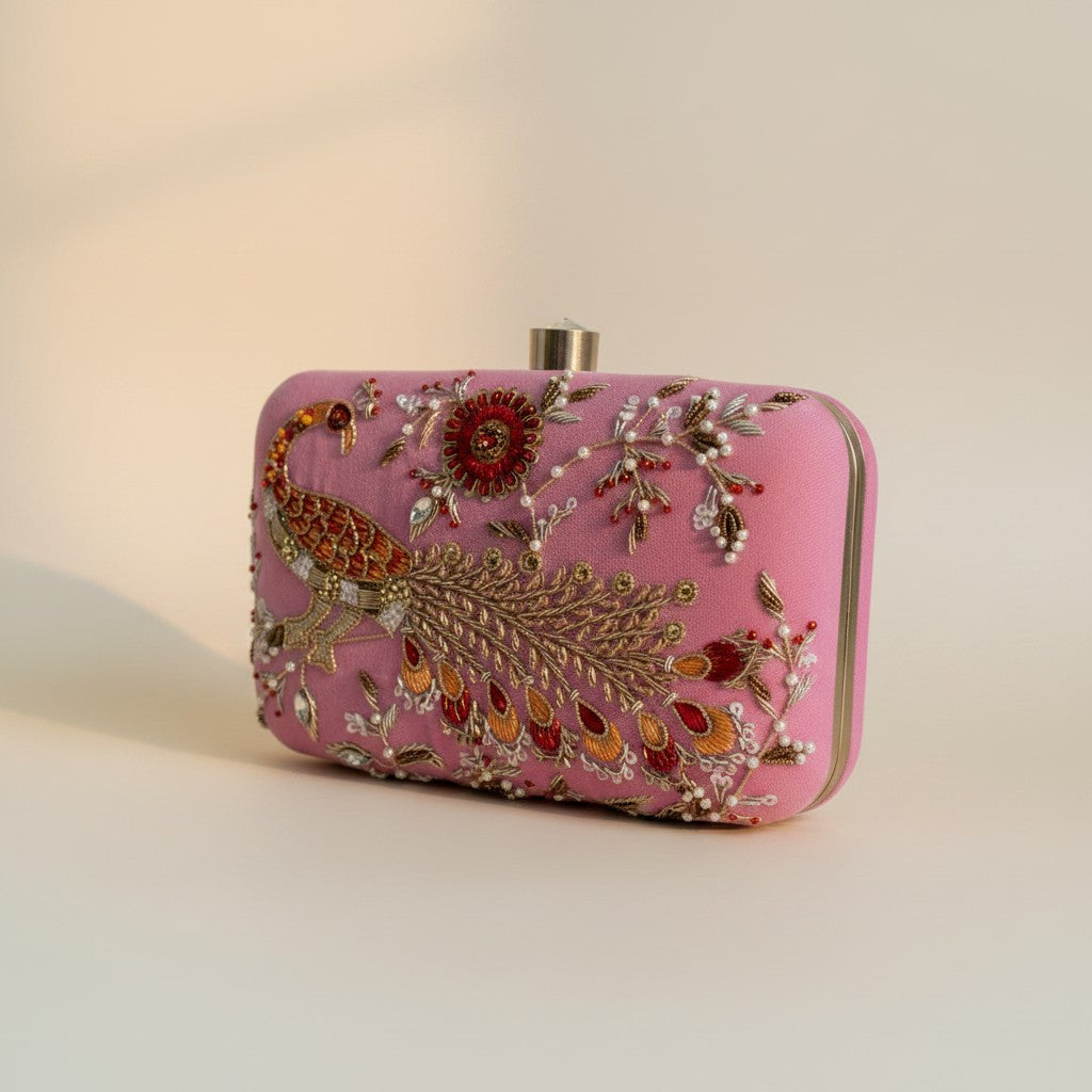 Morni Rectangular Pink Clutch (ST1171)