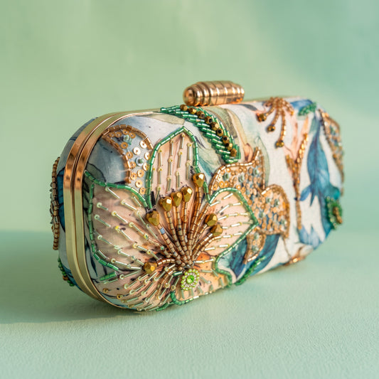 Savana Floral Oval Clutch (ST1223) (Green)