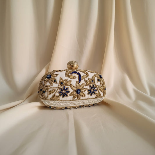 Fiorella Oval Off White Clutch (ST1168)