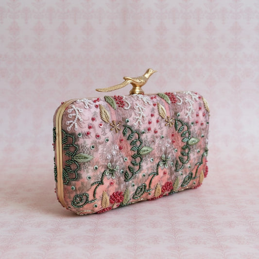 Sorrento Rectangular Pink Clutch (ST1179) (Bird Clasp)