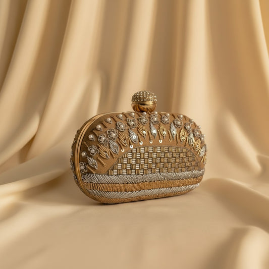 Elisa Oval Gold Clutch (ST1166)
