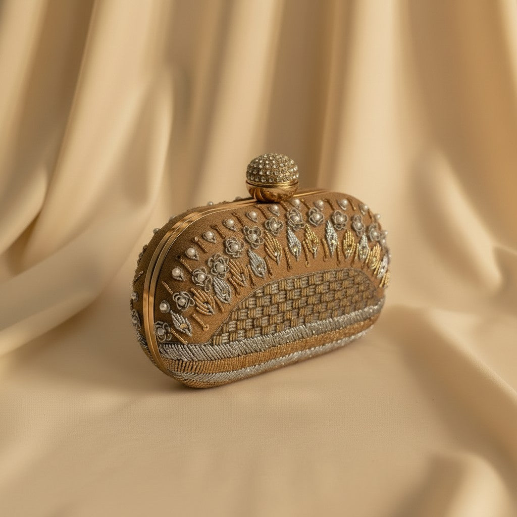 Elisa Oval Gold Clutch (ST1166)