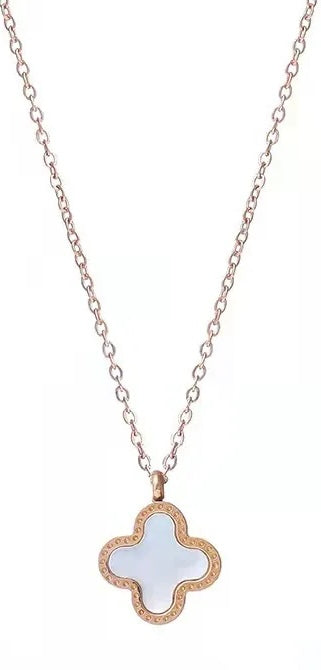 Black And White Double Sided Clover Necklace (ST770)