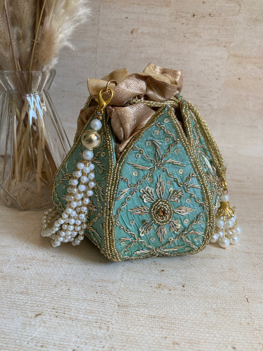 Jasleen (Potli Bag) (Mint Green) (ST270)