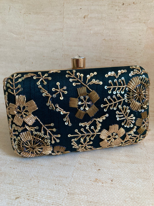 Hema Rectangular Clutch (Emerald Green) (ST958)