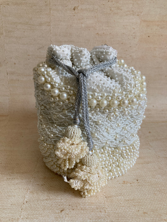 Penelope Pearl Embellished Potli (White Ivory) (ST1057)