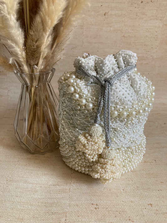 Penelope Pearl Embellished Potli (White Ivory) (ST1057)