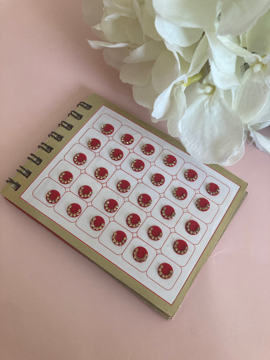Half Moon Stone Assorted Colours 120 Bindi Booklet (ST852) (7 Inch Bindis)