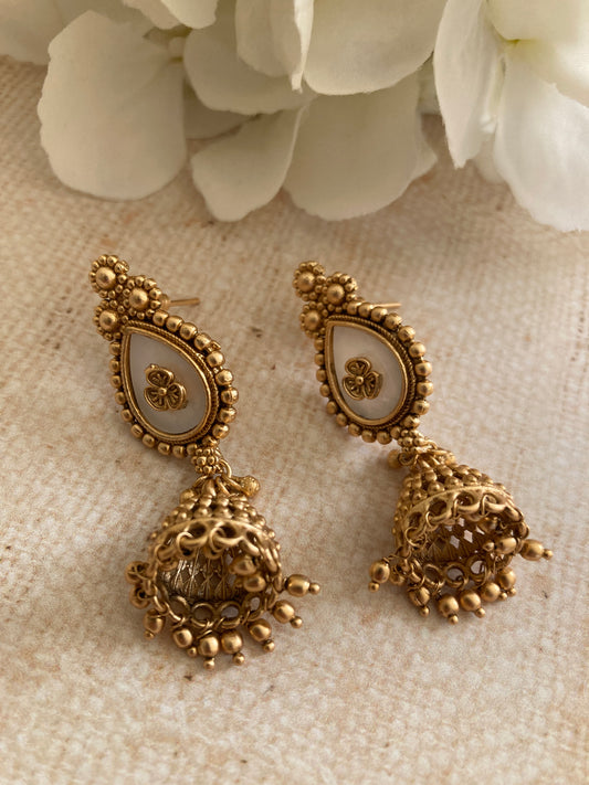 Sunanda Antique Gold Jhumki Indian Earrings (ST1079)
