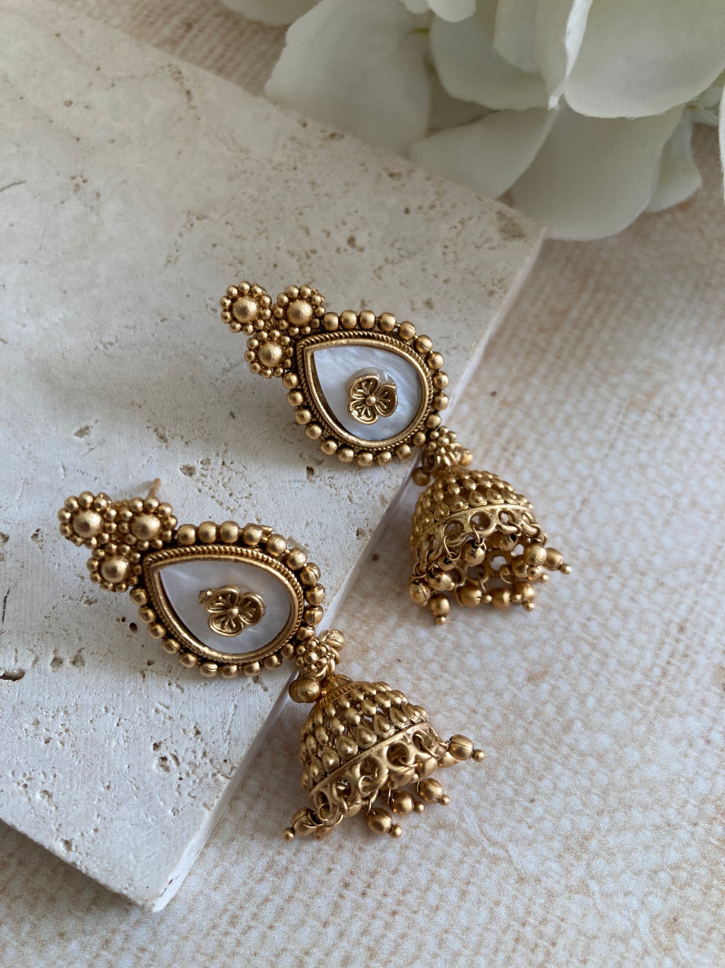 Sunanda Antique Gold Jhumki Indian Earrings (ST1079)