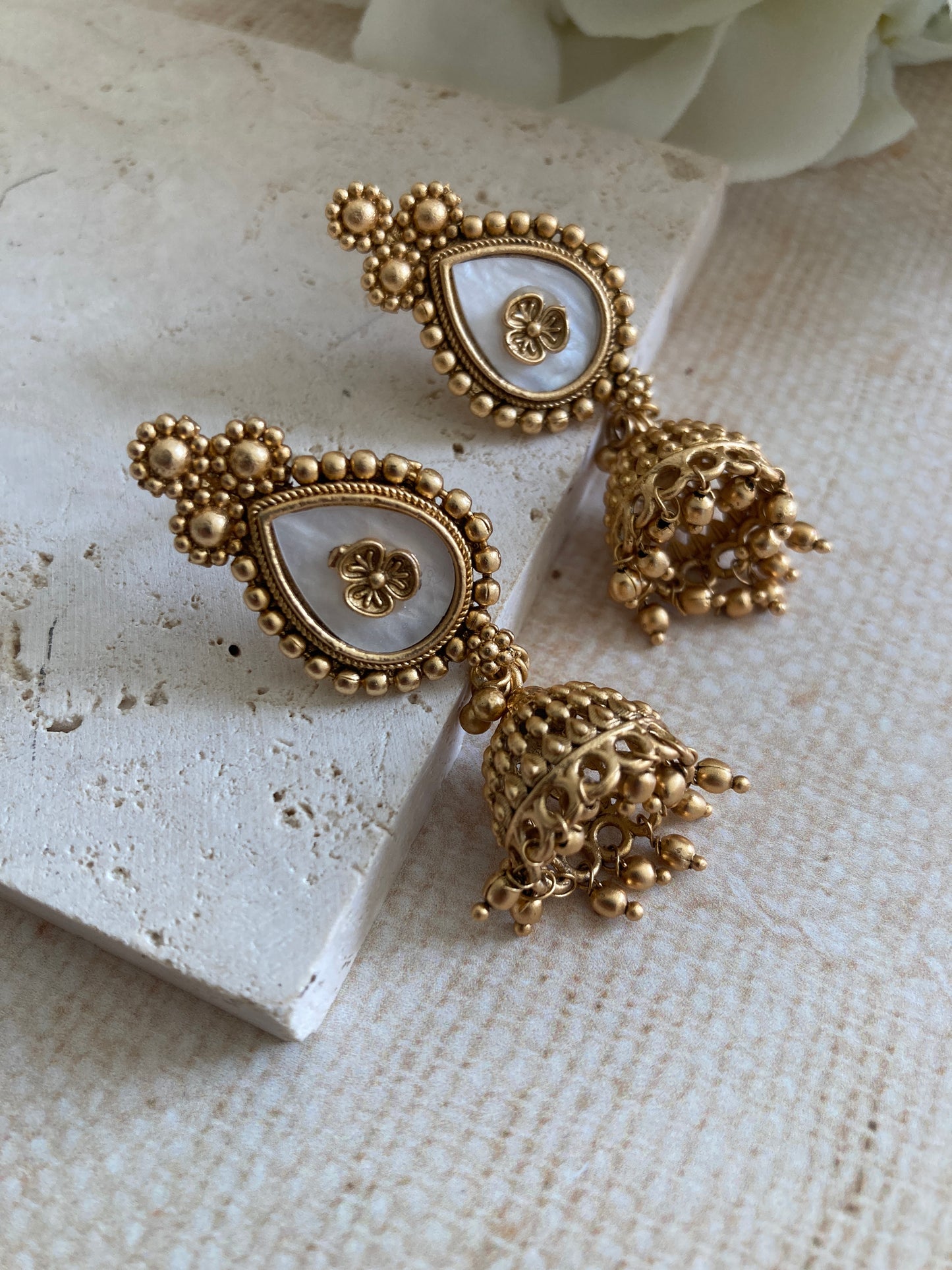 Sunanda Antique Gold Jhumki Indian Earrings (ST1079)