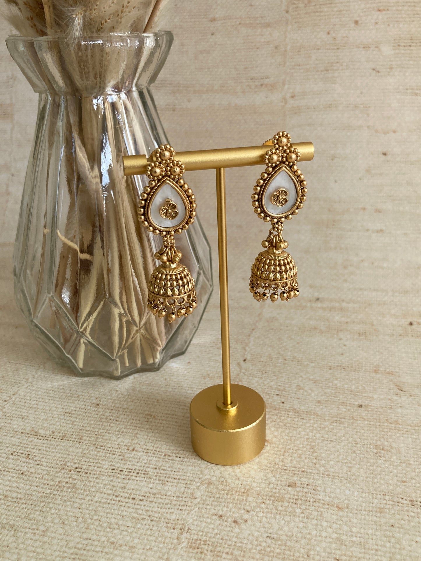 Sunanda Antique Gold Jhumki Indian Earrings (ST1079)