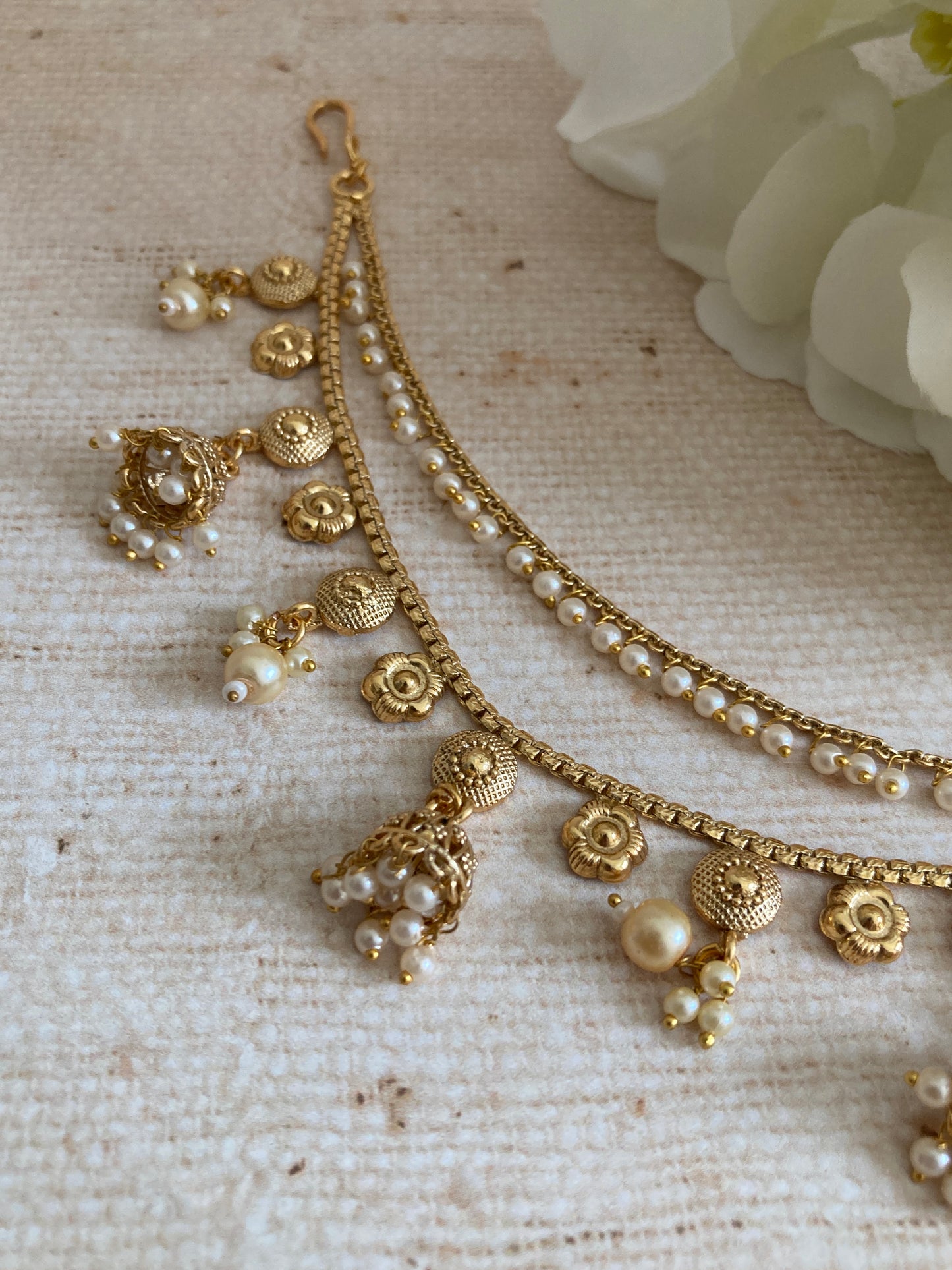 Gold Plated Pearl Ear Chains/Kaan Chain (ST1084)