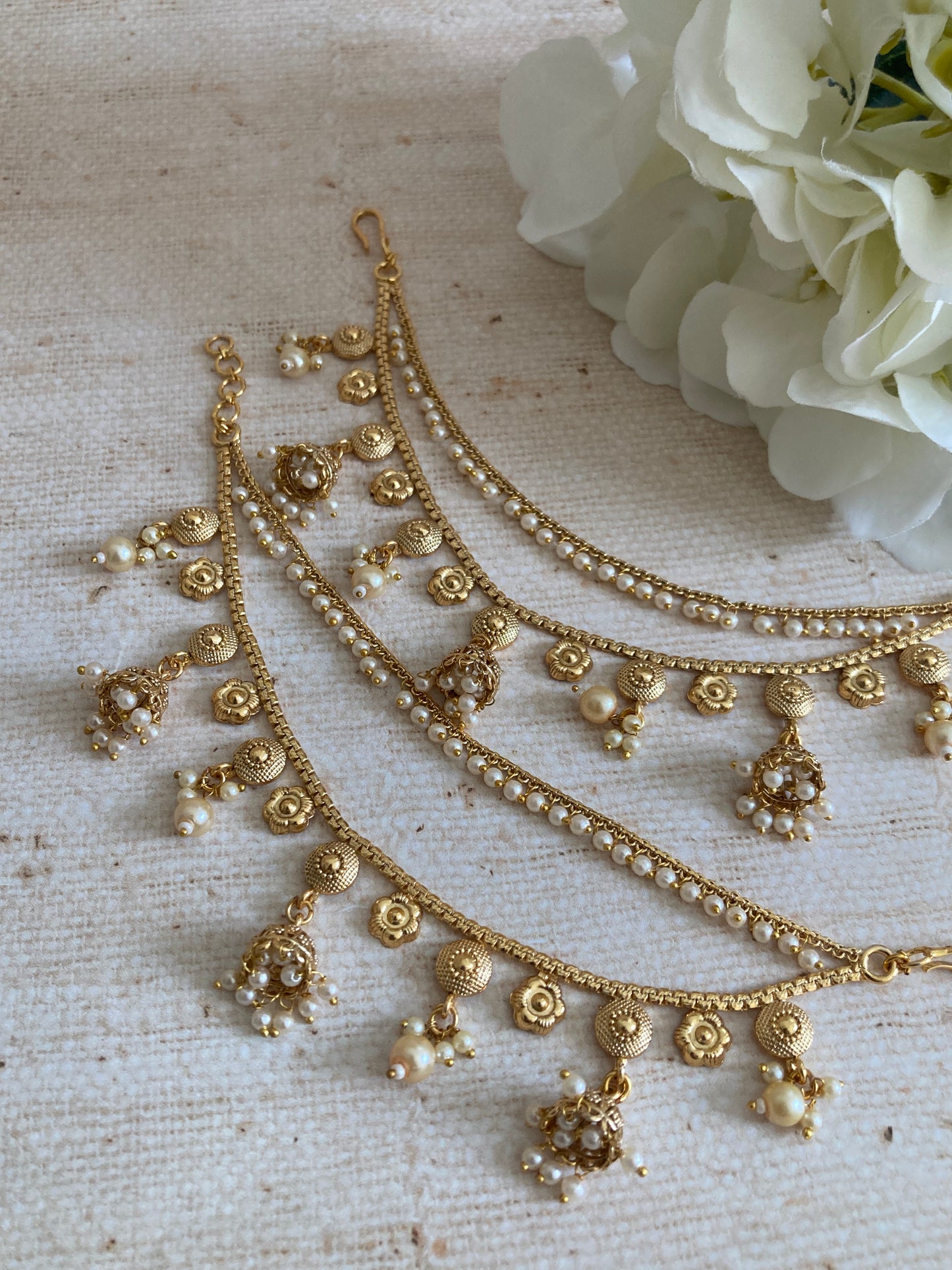 Gold Plated Pearl Ear Chains/Kaan Chain (ST1084)