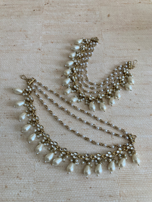 Antique Gold Plated Pearl Ear Chains/Kaan Chain (ST1087)