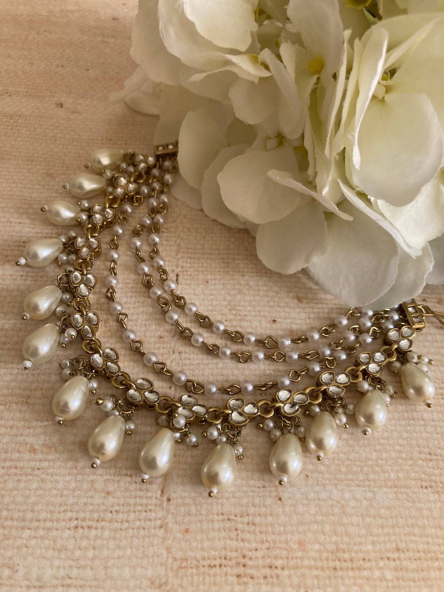 Antique Gold Plated Pearl Ear Chains/Kaan Chain (ST1087)