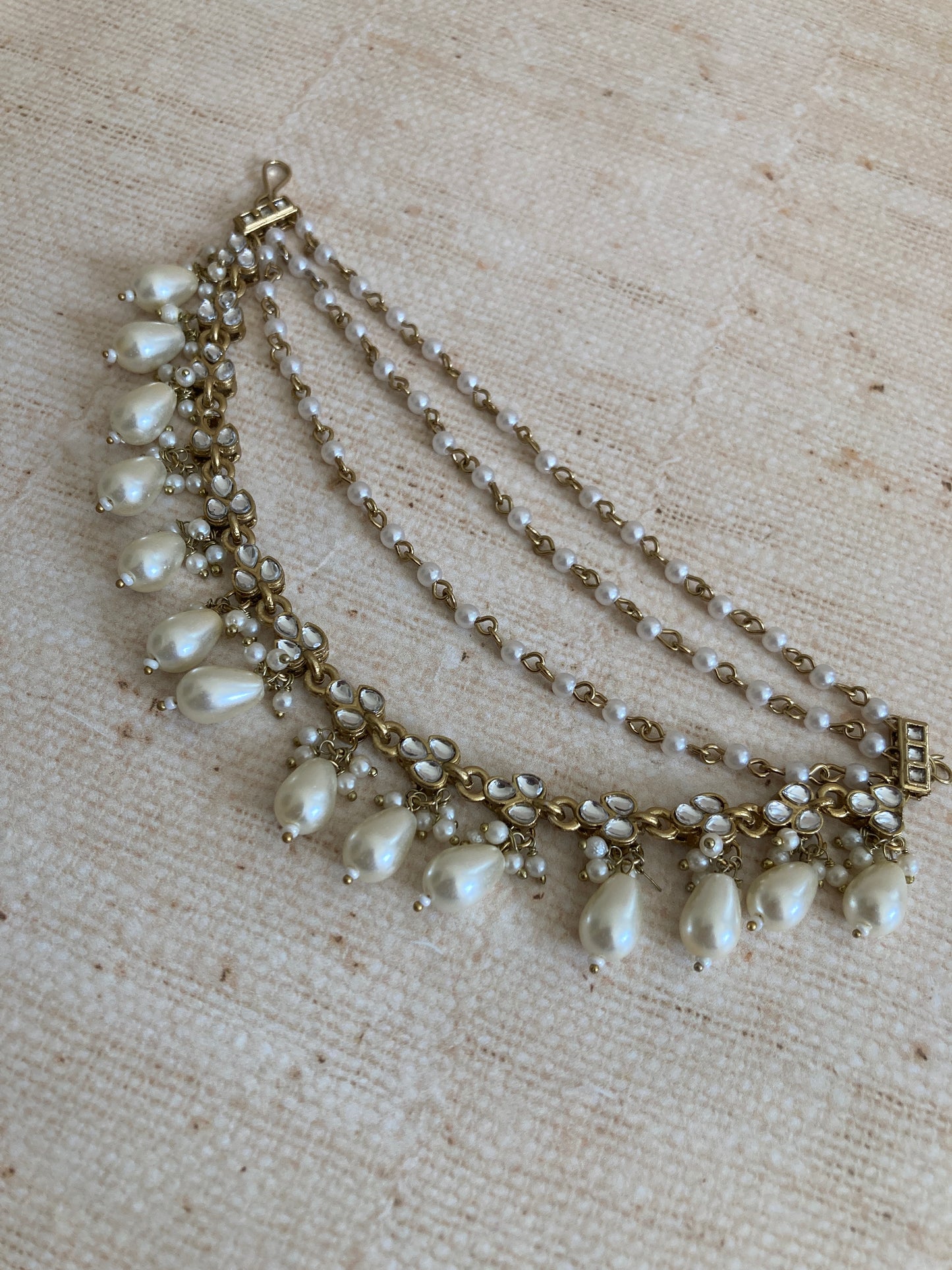 Antique Gold Plated Pearl Ear Chains/Kaan Chain (ST1087)