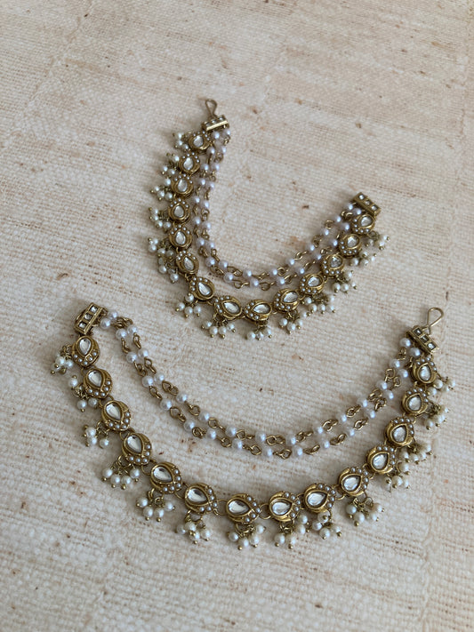 Antique Gold Plated Pearl Ear Chains/Kaan Chain (ST1088)