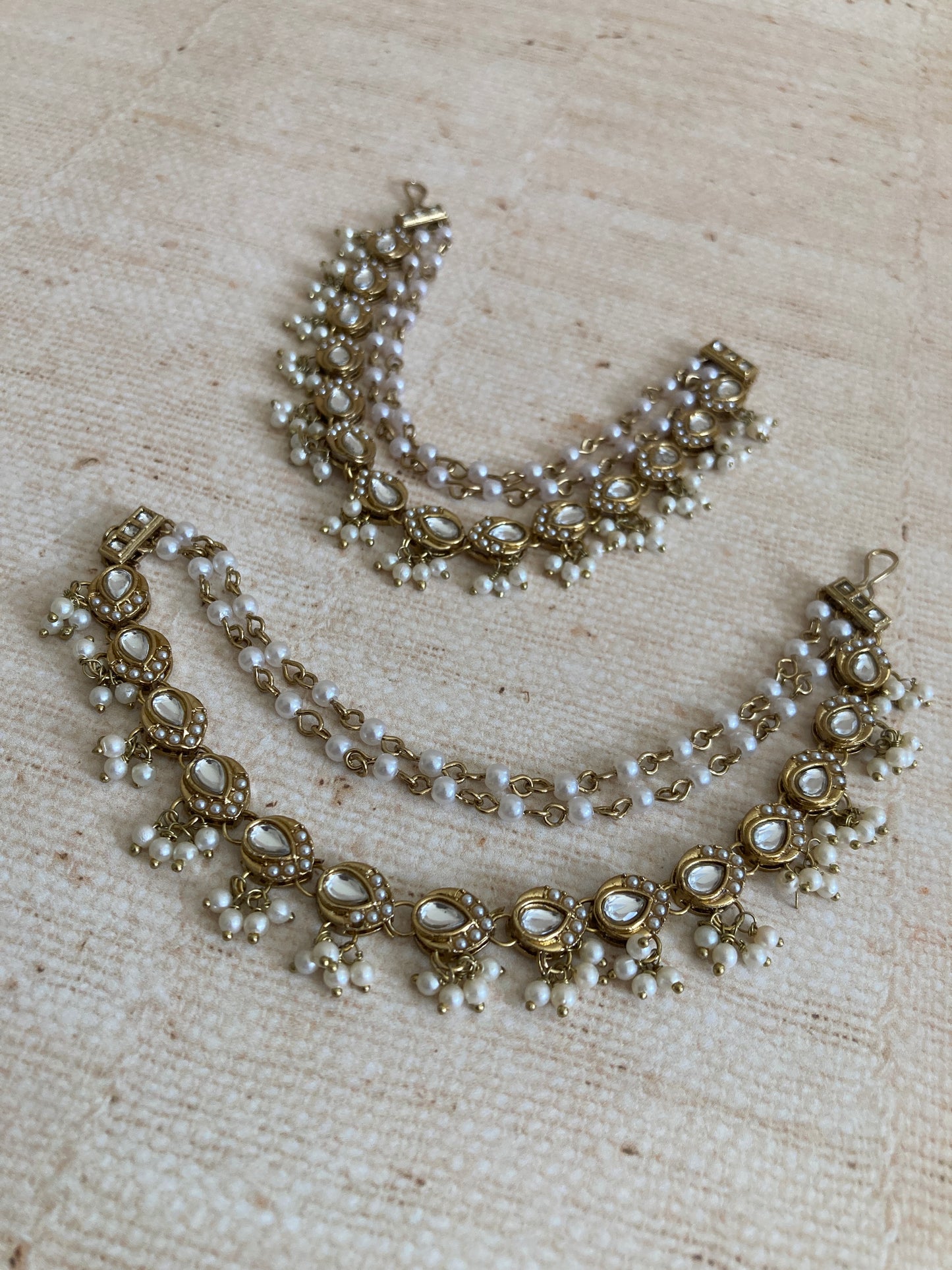 Antique Gold Plated Pearl Ear Chains/Kaan Chain (ST1088)