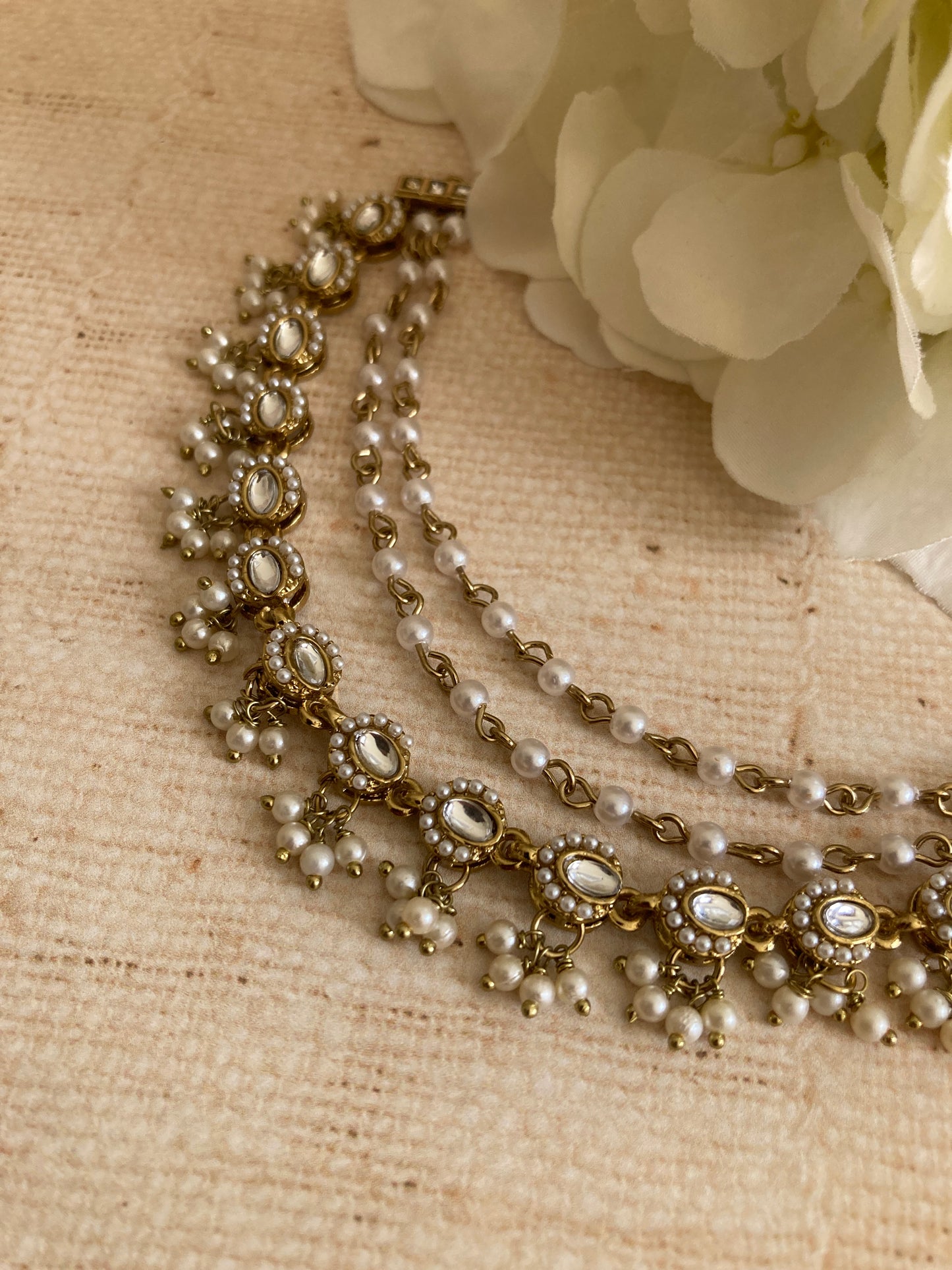 Gold Plated Pearl Ear Chains/Kaan Chain (ST1089)
