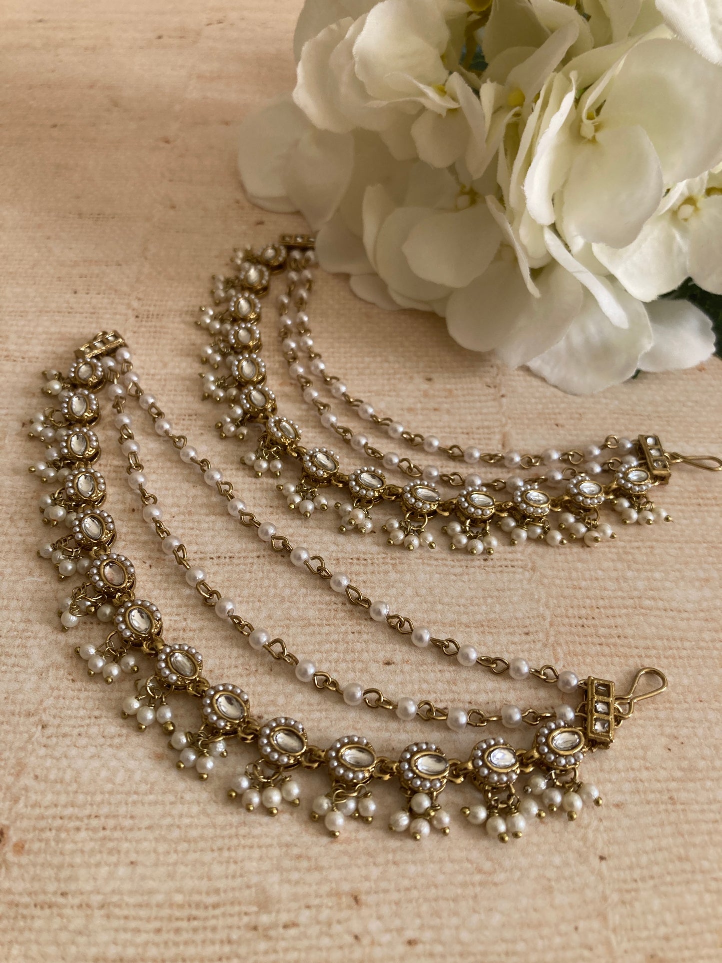 Gold Plated Pearl Ear Chains/Kaan Chain (ST1089)
