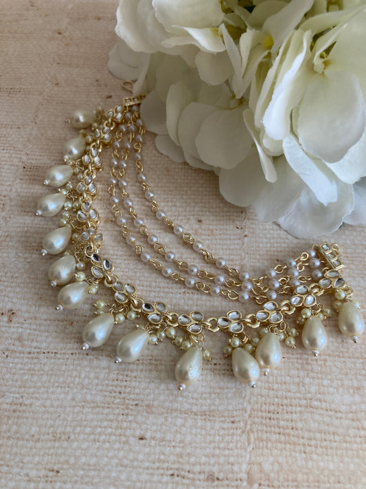 Gold Plated Pearl Ear Chains/Kaan Chain (ST1091)