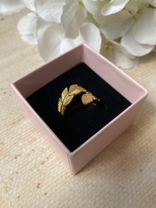 Adjustable Gold Vine Leaf Ring (Gold) (ST1062)