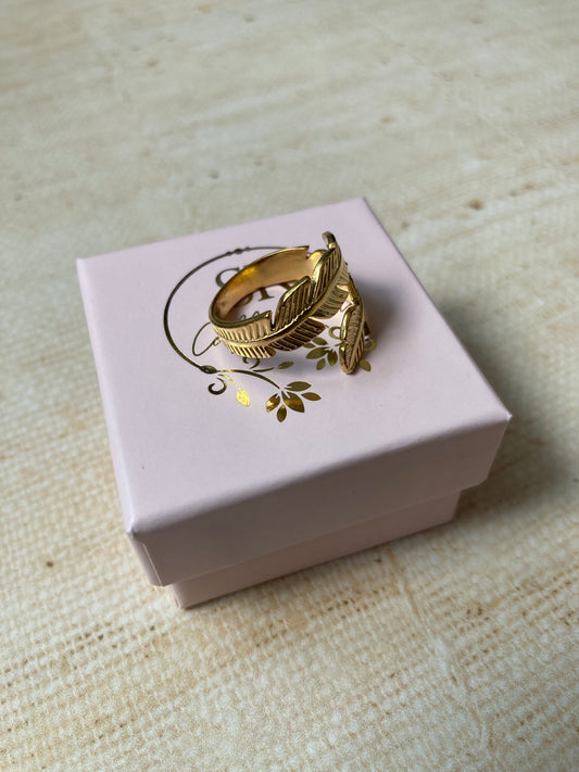 Adjustable Gold Vine Leaf Ring (Gold) (ST1062)