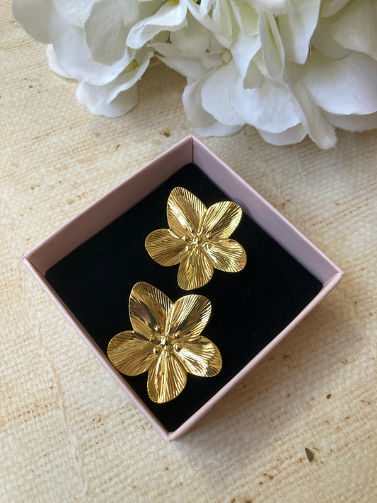18K Gold Plated Gold Flower Earrings (ST1063)