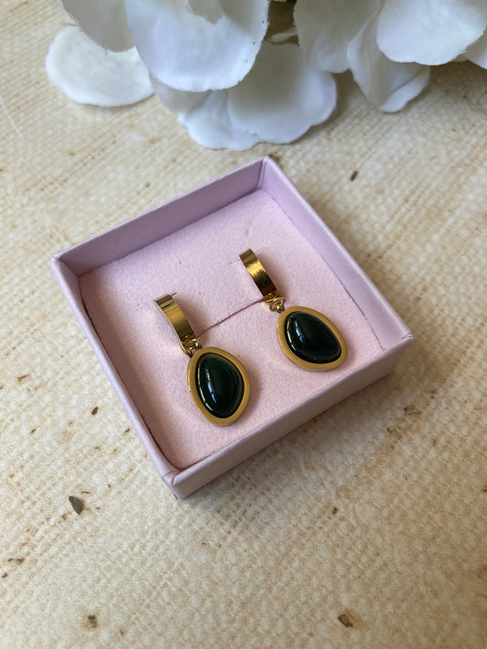 Dangle Hoop Emerald Green Earrings (ST1067)