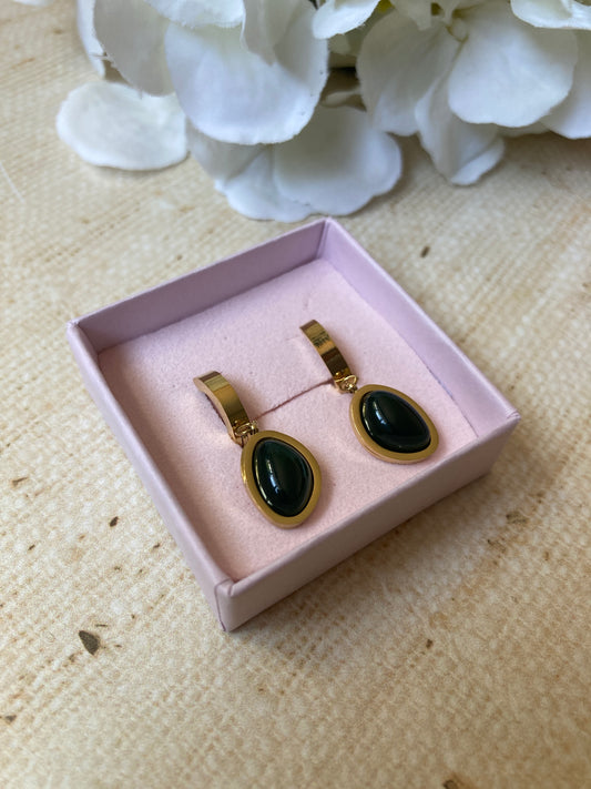 Dangle Hoop Emerald Green Earrings (ST1067)