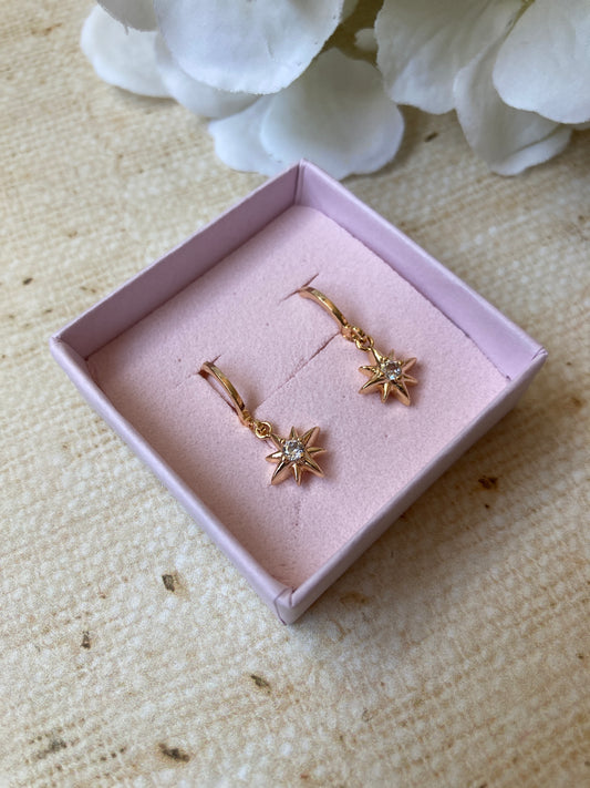 Gold Plated Dainty Star Drop Earrings (ST1068)