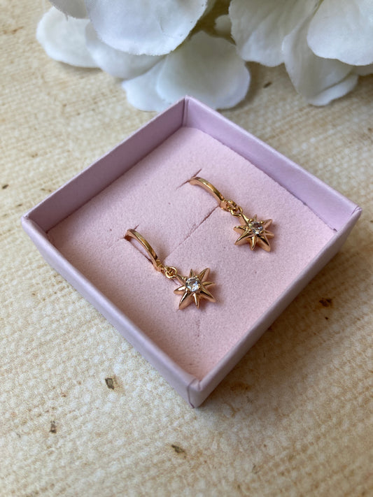 Gold Plated Dainty Star Drop Earrings (ST1068)