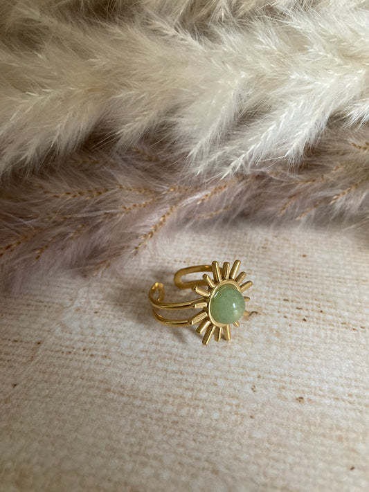 Gold Adjustable Sun Ring (ST866) (Mint Green)