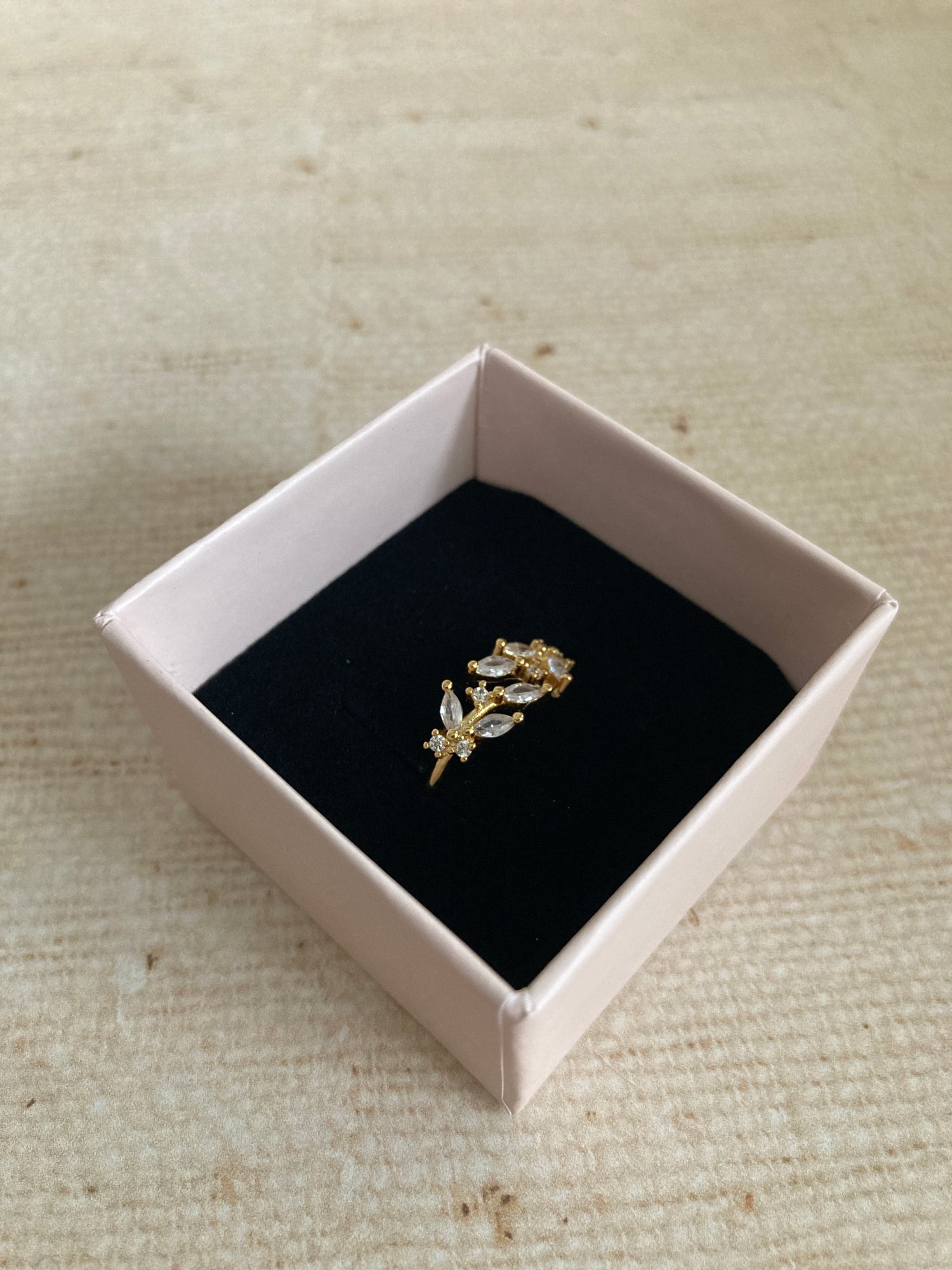 18K Gold Adjustable Dainty Leaf Ring