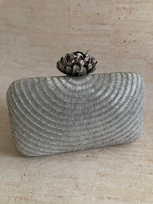 Adele (Rectangular Clutch) (Silver) (ST291)