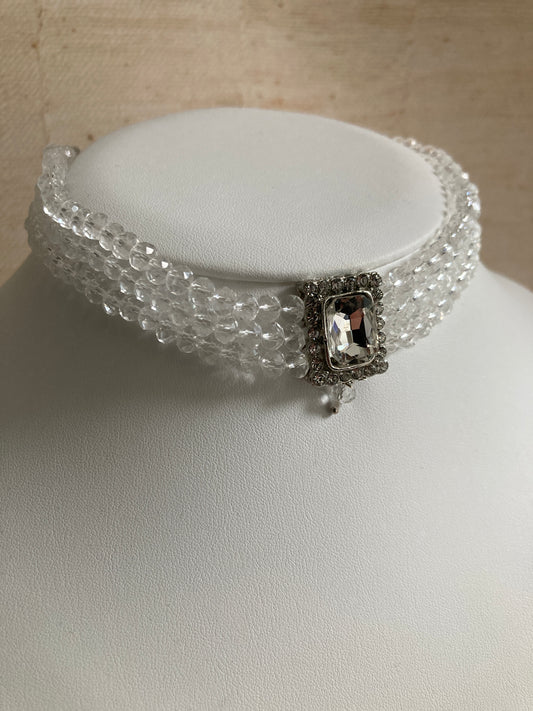 Safeena Handcrafted Beaded Choker Set (ST793) (Silver)