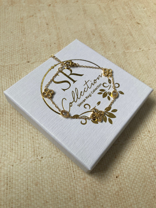 18K Gold Plated Flower Motif Bracelet (ST1070)
