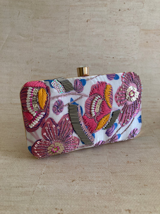 Eden Floral Rectangular Clutch (ST1071) (Pink Multicoloured)