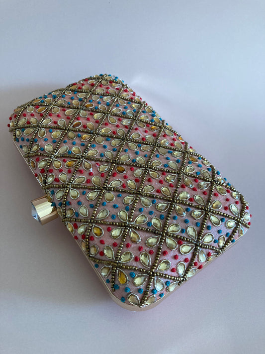 Ranaya Pink Handcrafted Sequin Clutch (ST880)