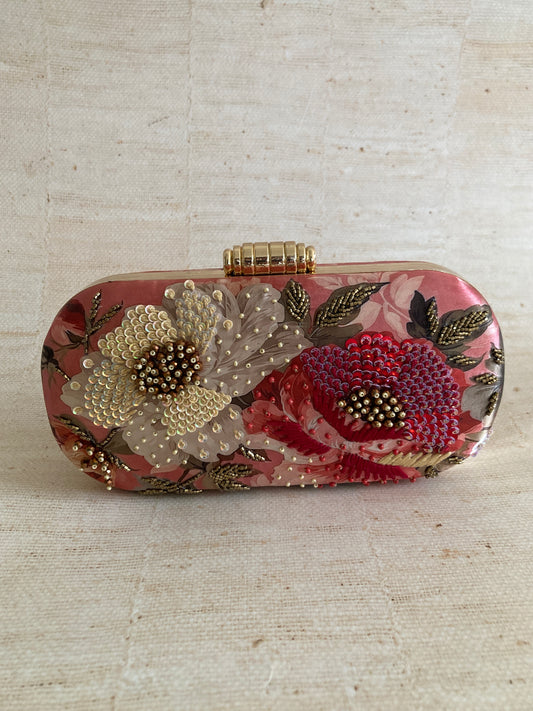 Alyssa Floral Oval Clutch (ST1073) (Pink Multicoloured)