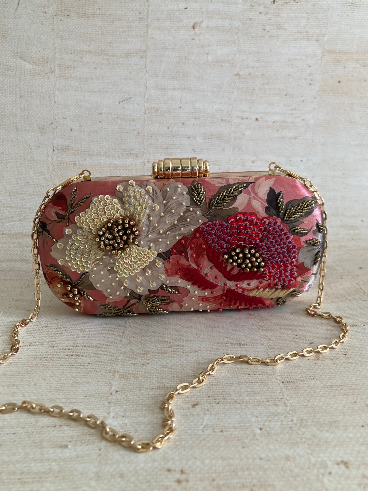 Alyssa Floral Oval Clutch (ST1073) (Pink Multicoloured)