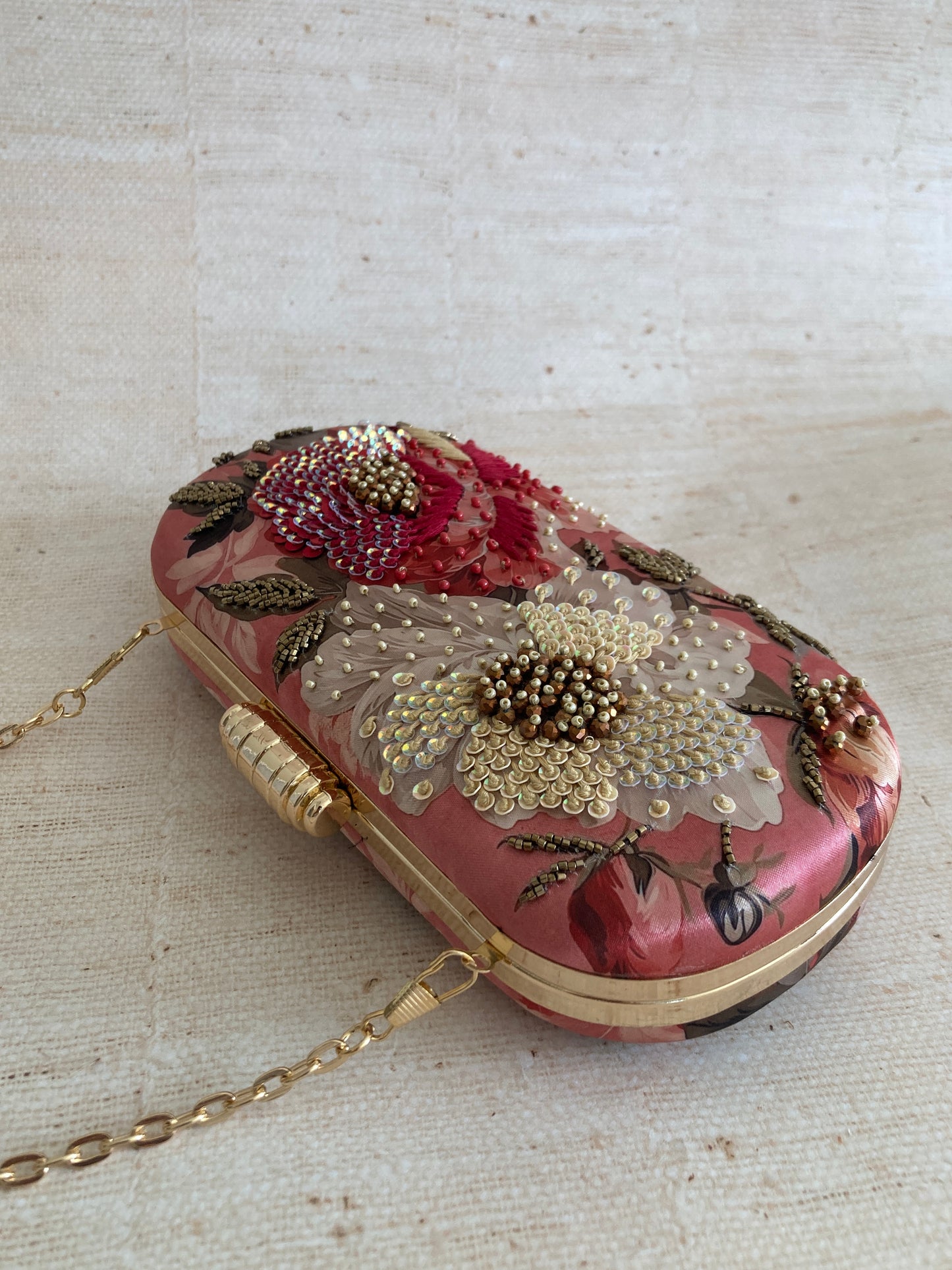 Alyssa Floral Oval Clutch (ST1073) (Pink Multicoloured)