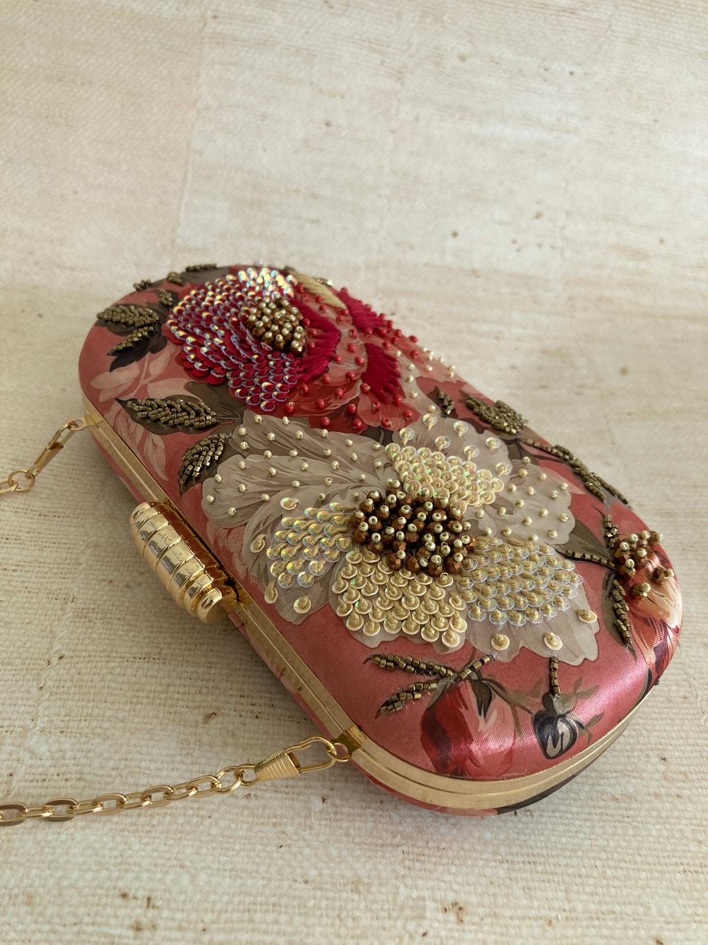 Alyssa Floral Oval Clutch (ST1073) (Pink Multicoloured)