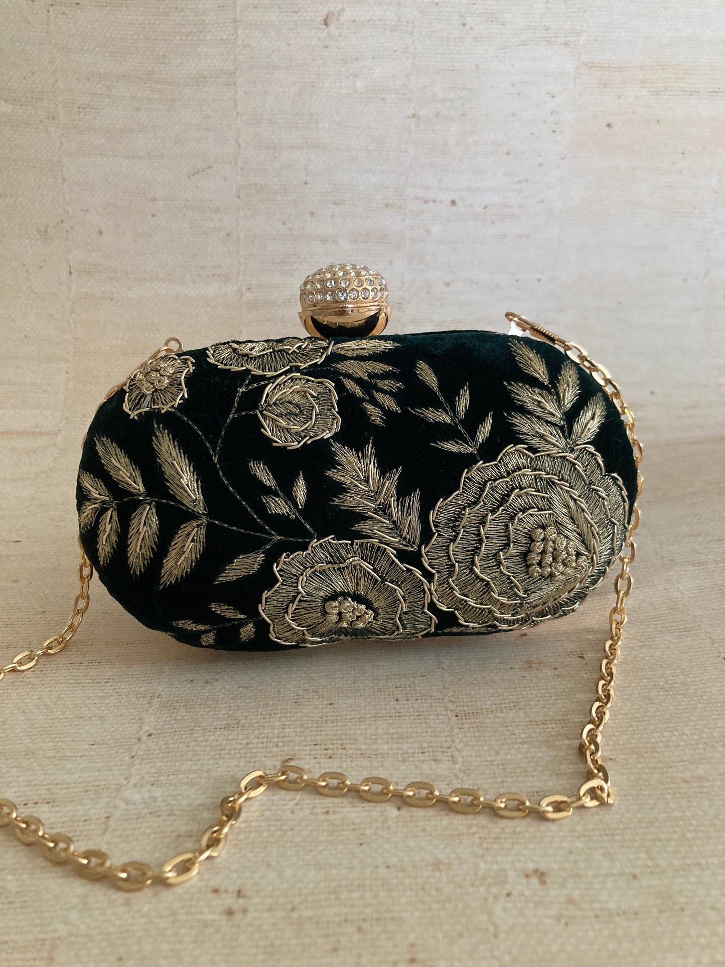 Mehar Oval Clutch (ST1077) (Emerald Green)
