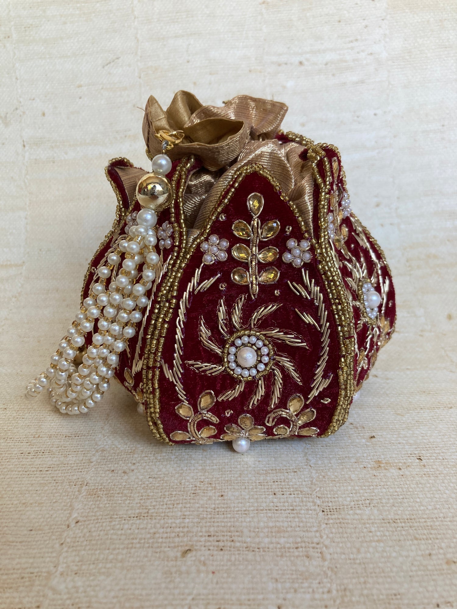 Bridal Maroon Potli Bag Buy Maroon Handcrafted Modal Potli Bag Accessories FGPB21-05