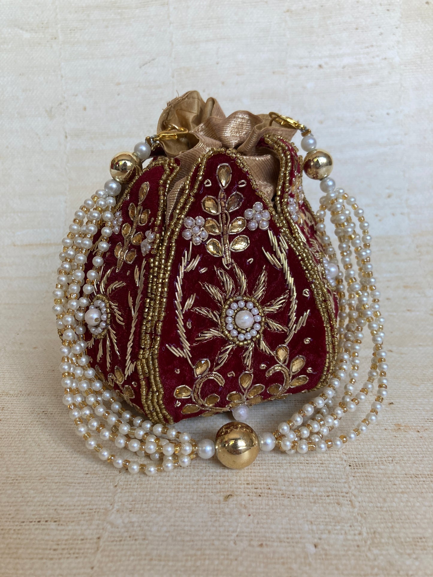 Rabia (Velvet Potli Bag) (Maroon) (ST267)