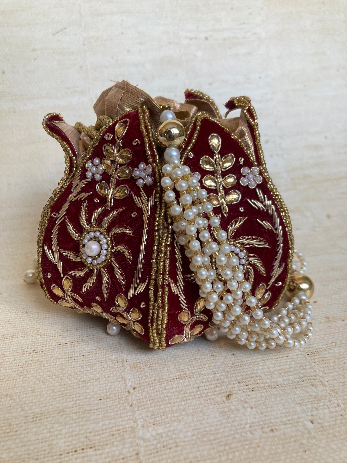 Rabia (Velvet Potli Bag) (Maroon) (ST267)