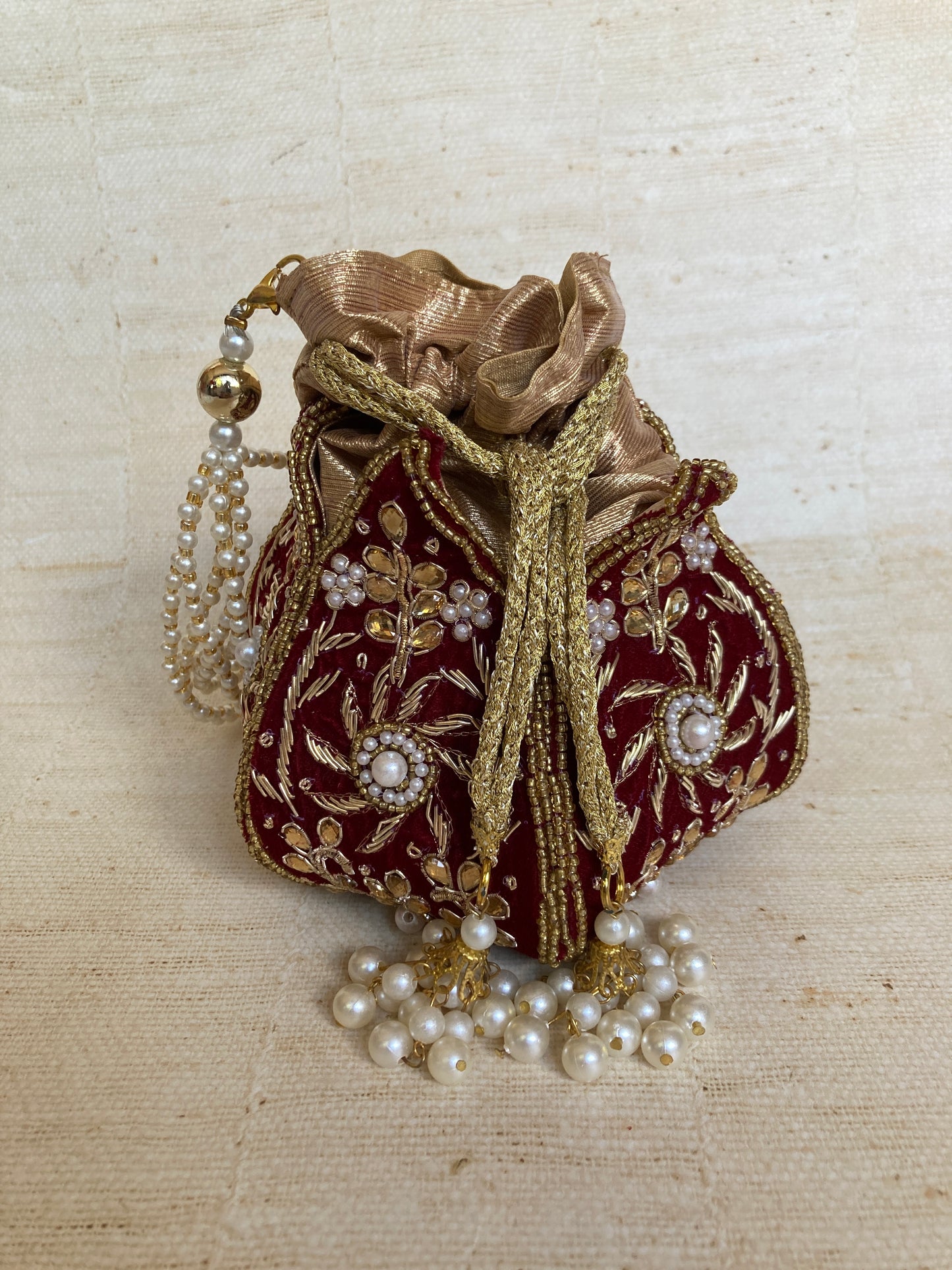 Rabia (Velvet Potli Bag) (Maroon) (ST267)